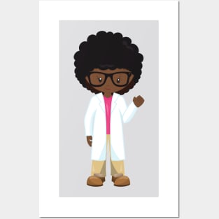 Science Girl, African American Girl, Scientist Posters and Art